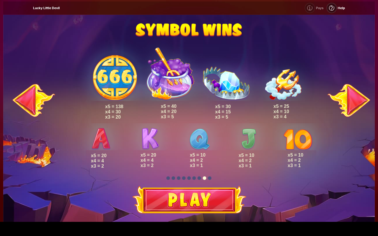 Lucky Little Devil information screen