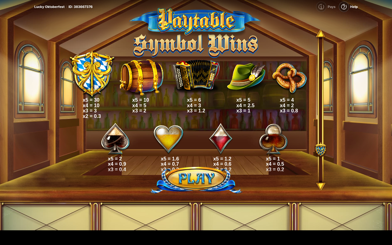 Lucky Oktoberfest information screen