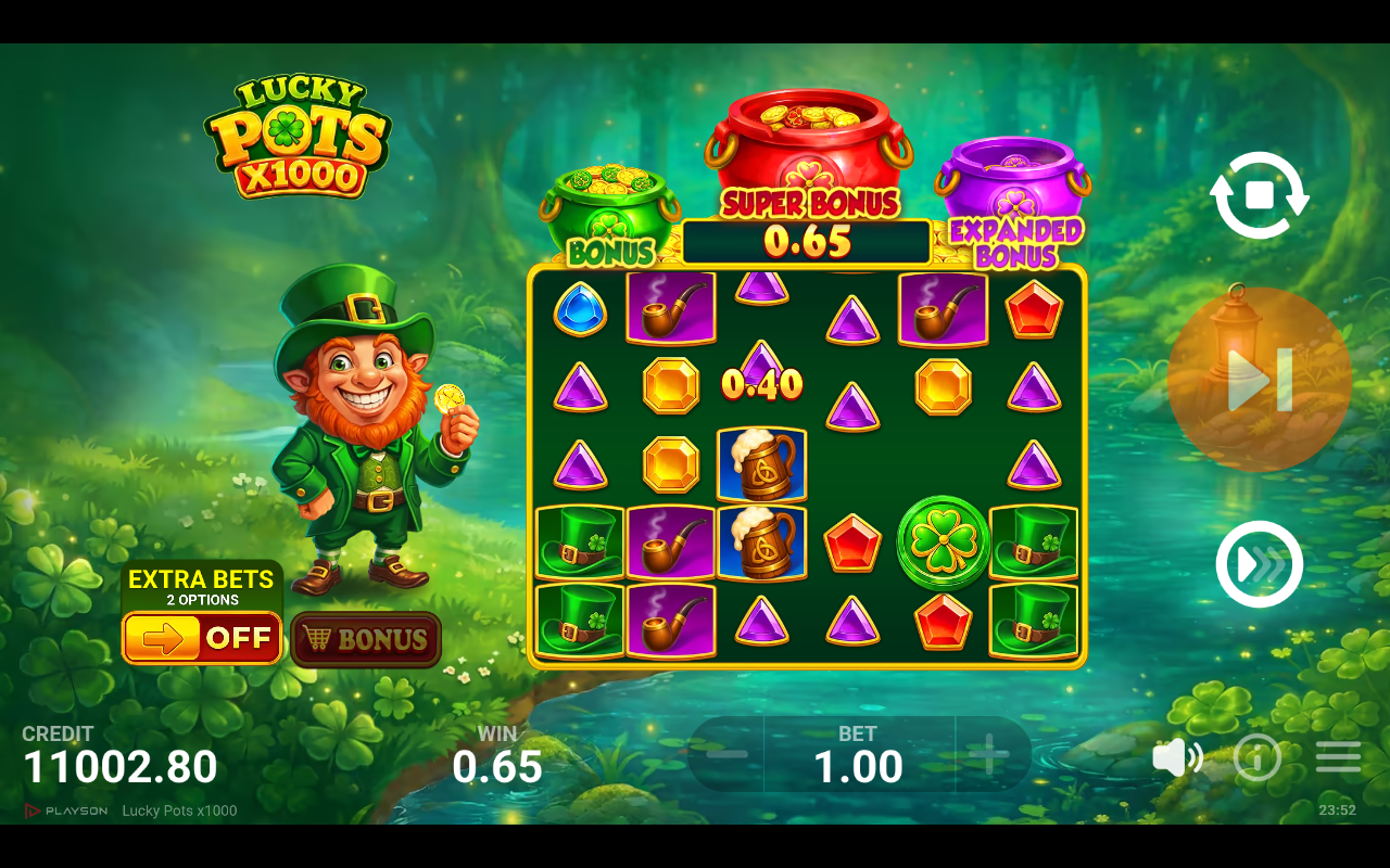 Lucky Pots x1000 gameplay with win and multiplier tile