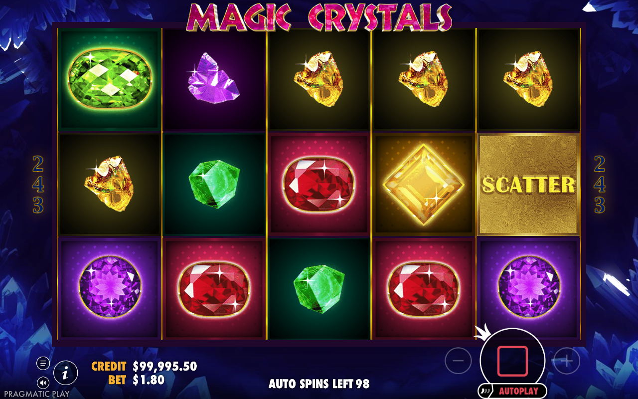 Magic Crystals gameplay with autoplay running