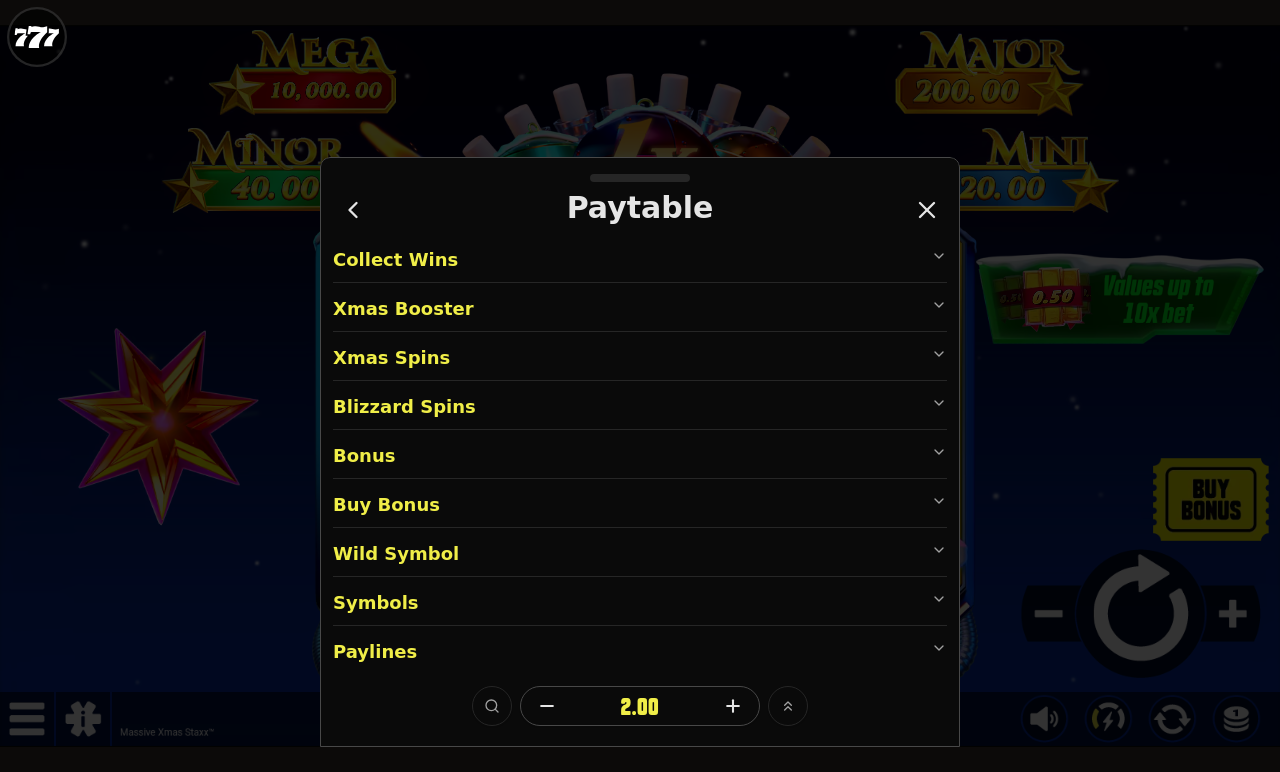 Massive Xmas Staxx information screen