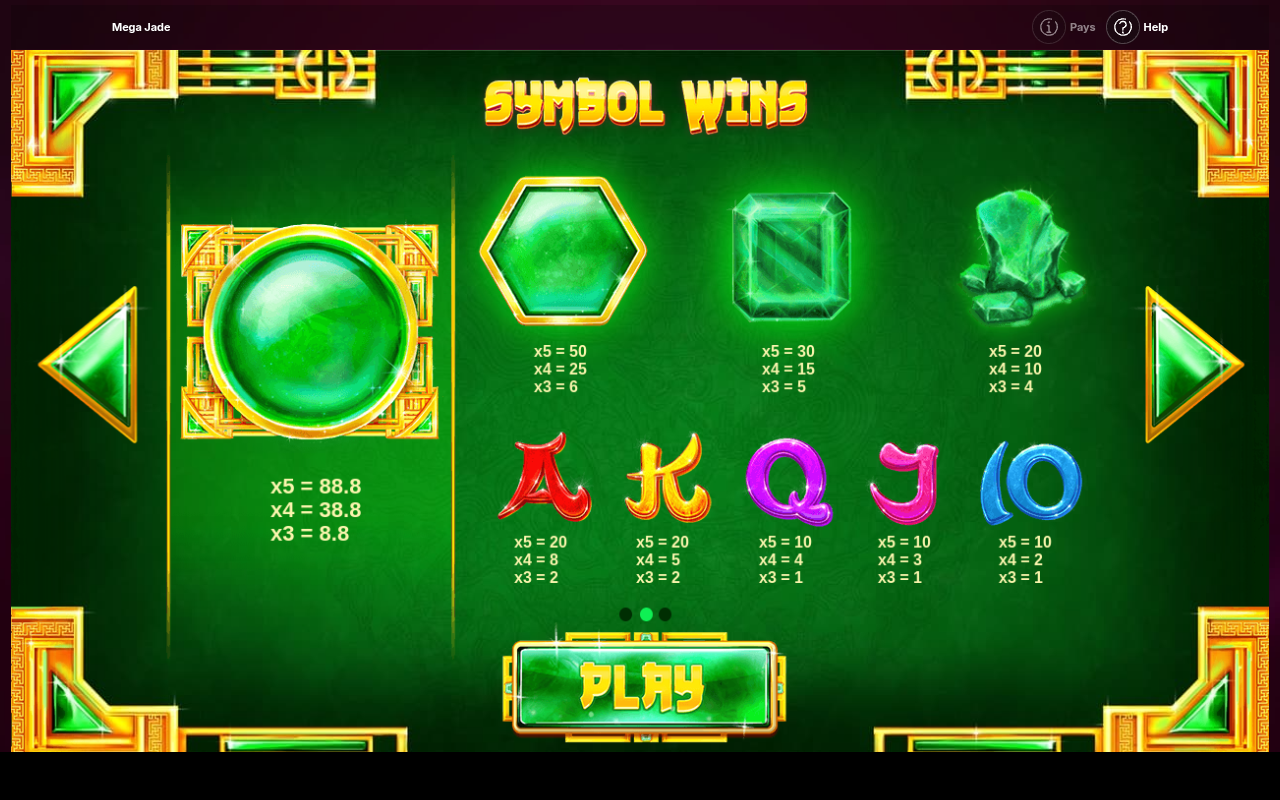 Mega Jade information screen