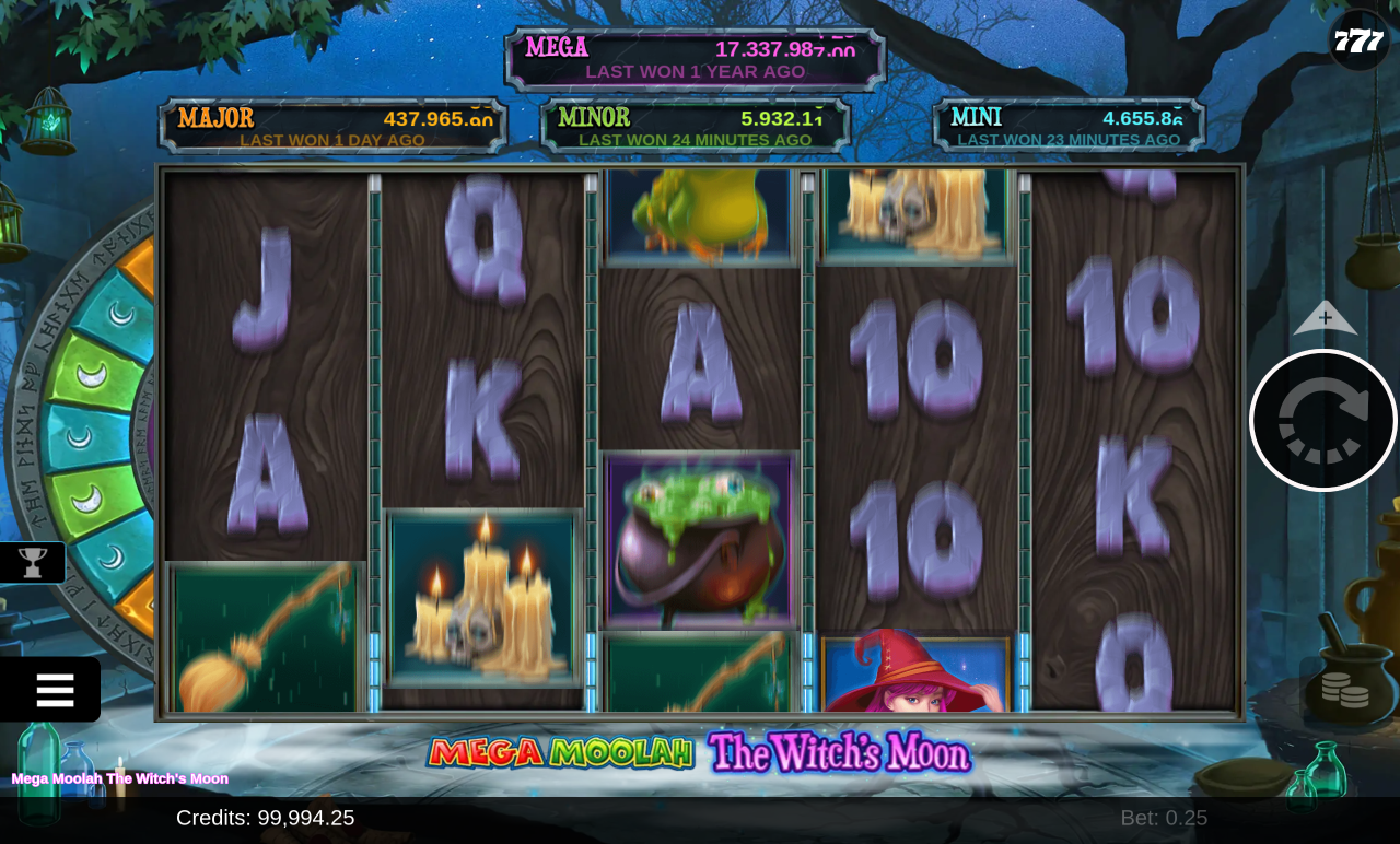 Mega Moolah The Witch's Moon gameplay