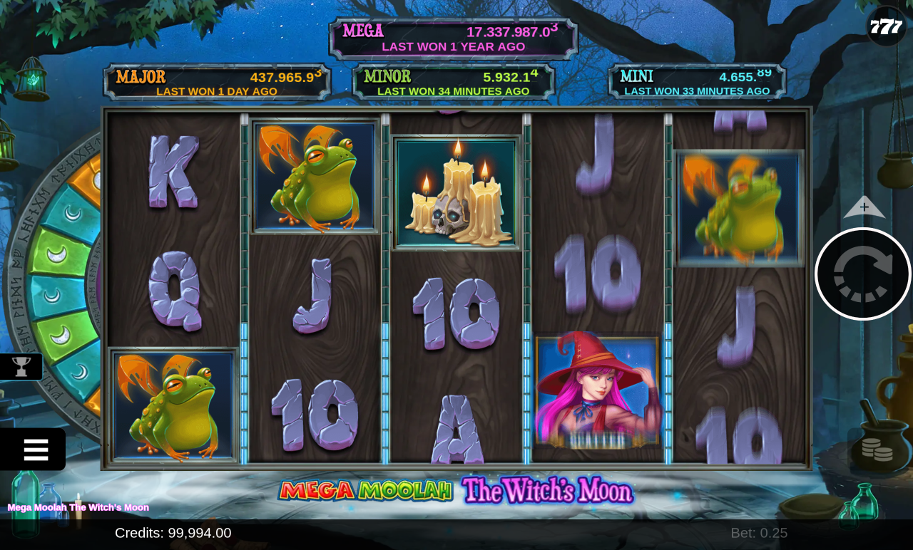 Mega Moolah The Witch's Moon gameplay