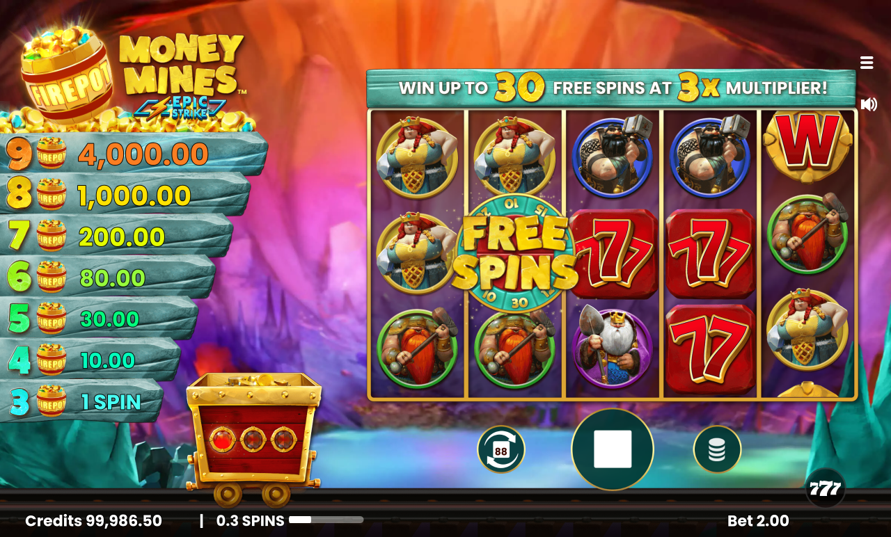 Money Mines free spins banner