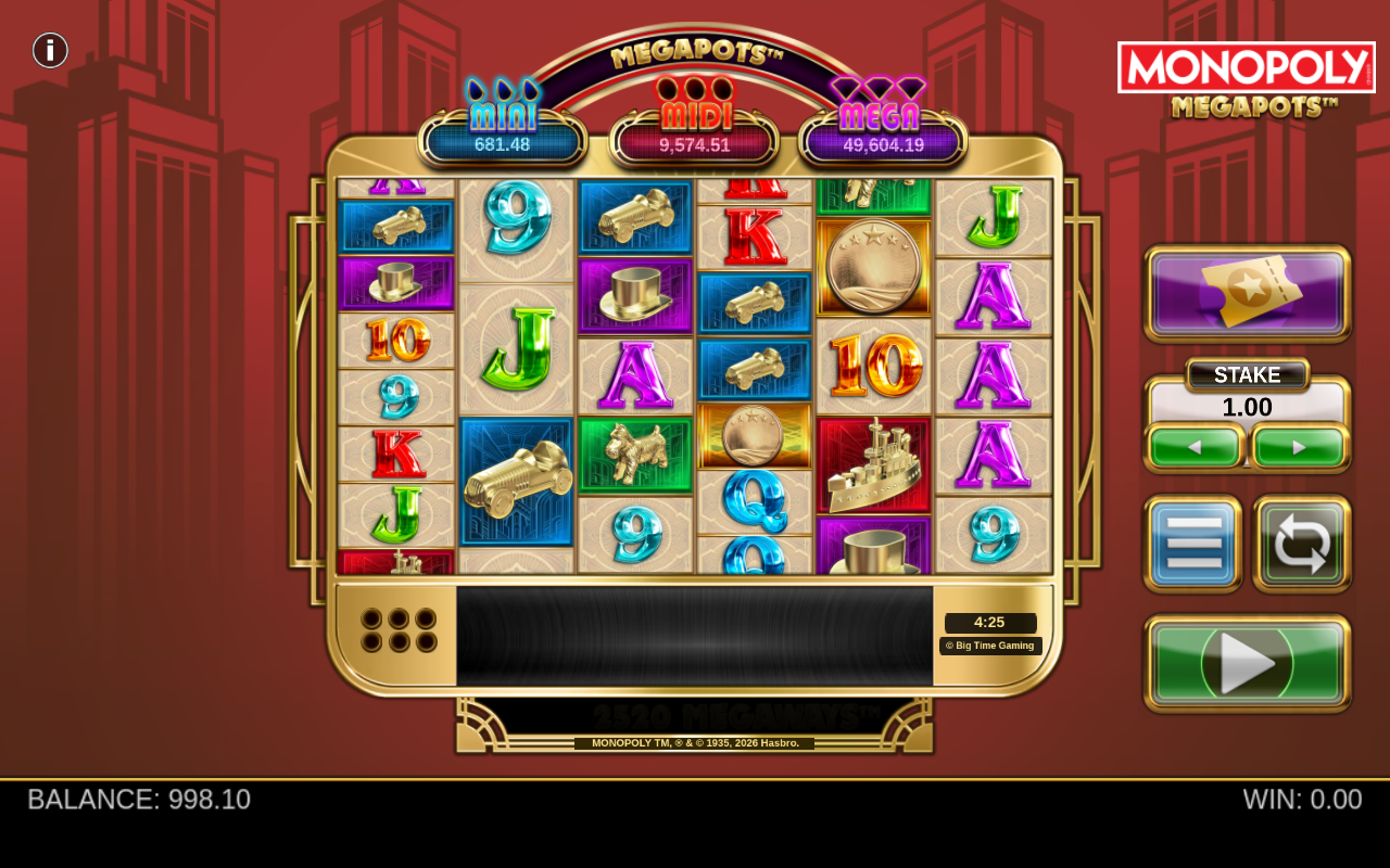 Monopoly Megapots gameplay