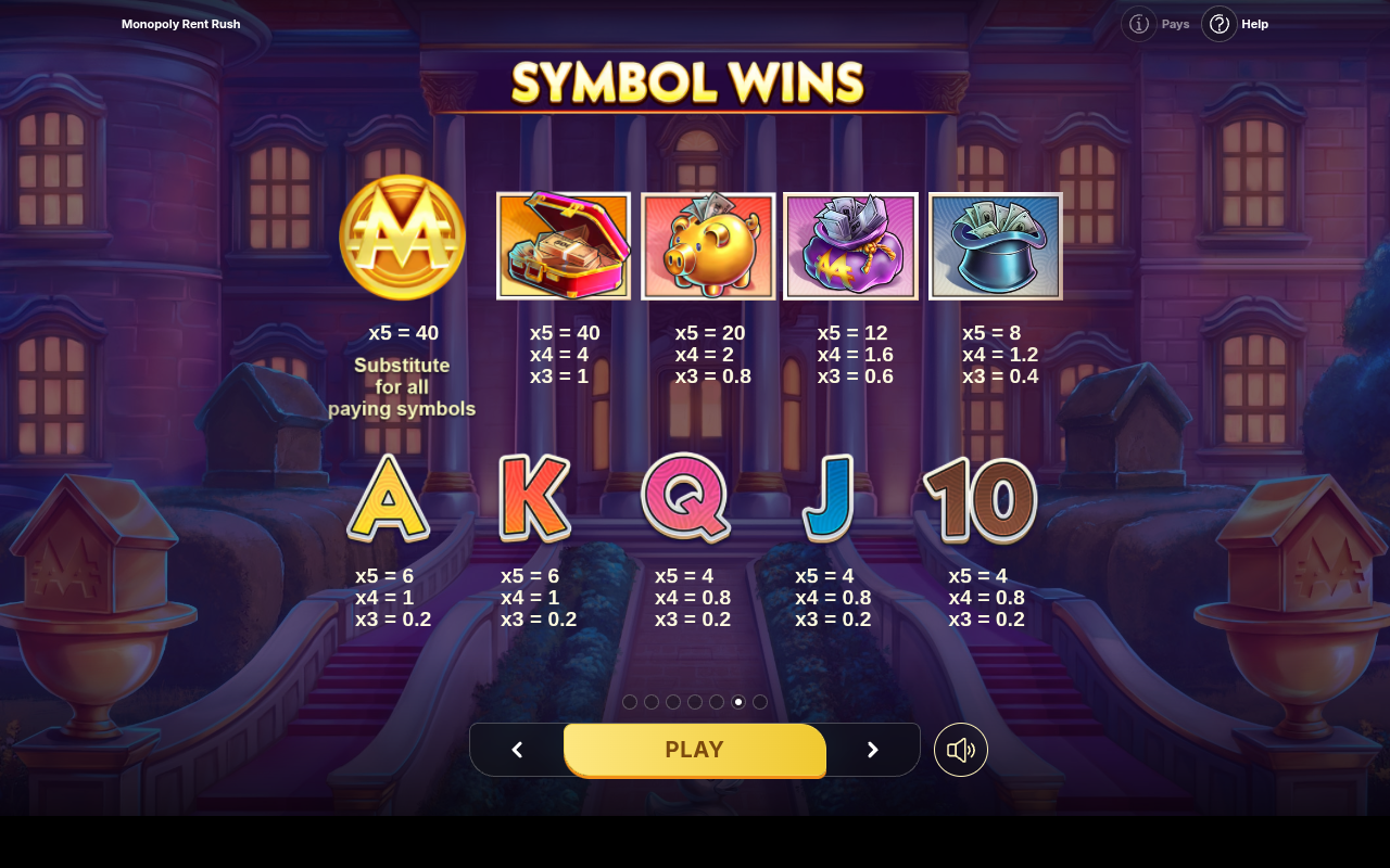 MONOPOLY Rent Rush information screen