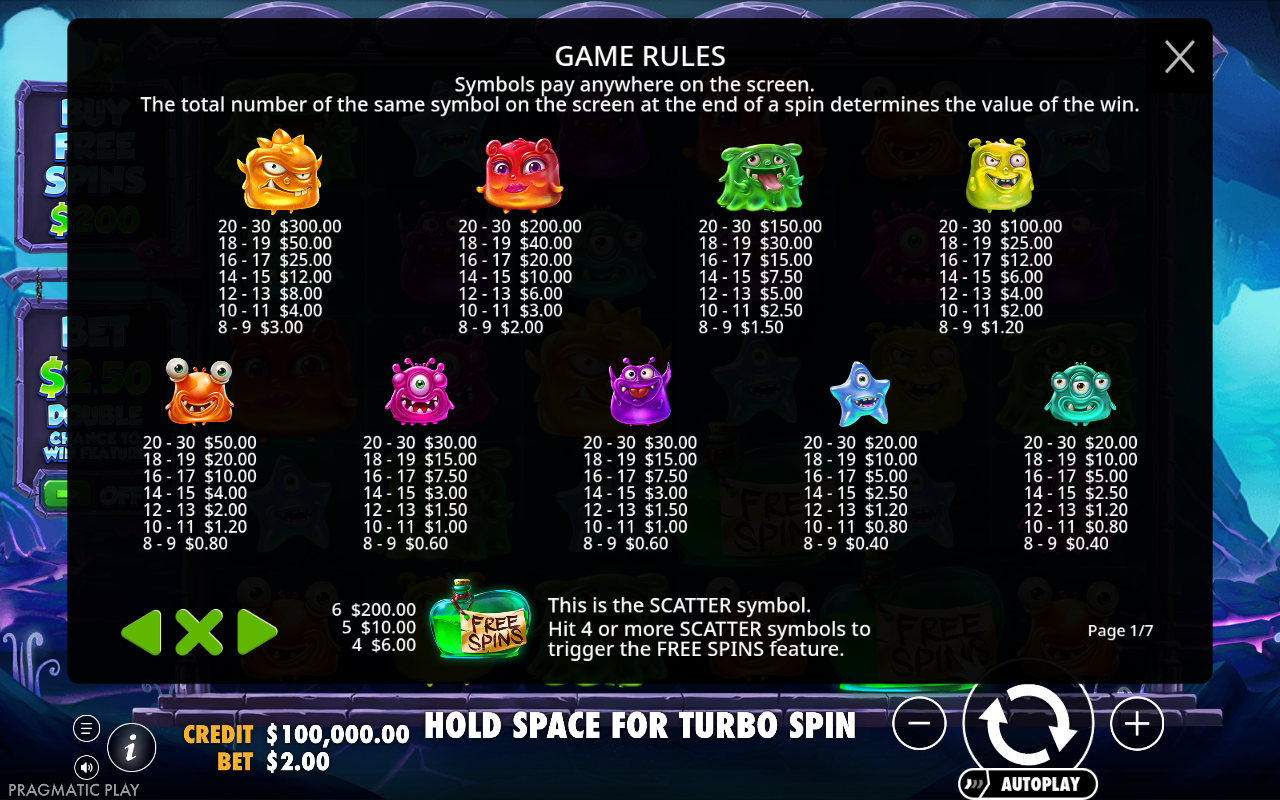 Monster Superlanche information screen