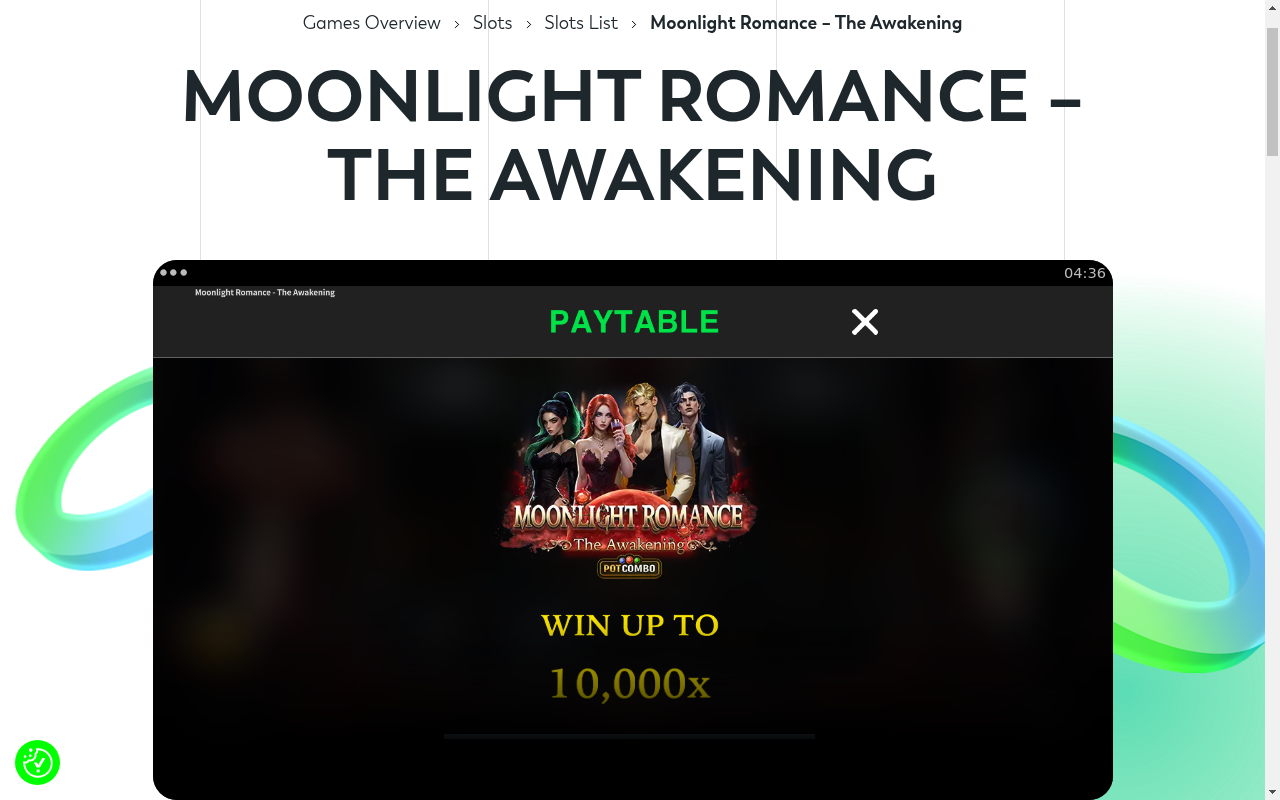 Moonlight Romance - The Awakening information screen