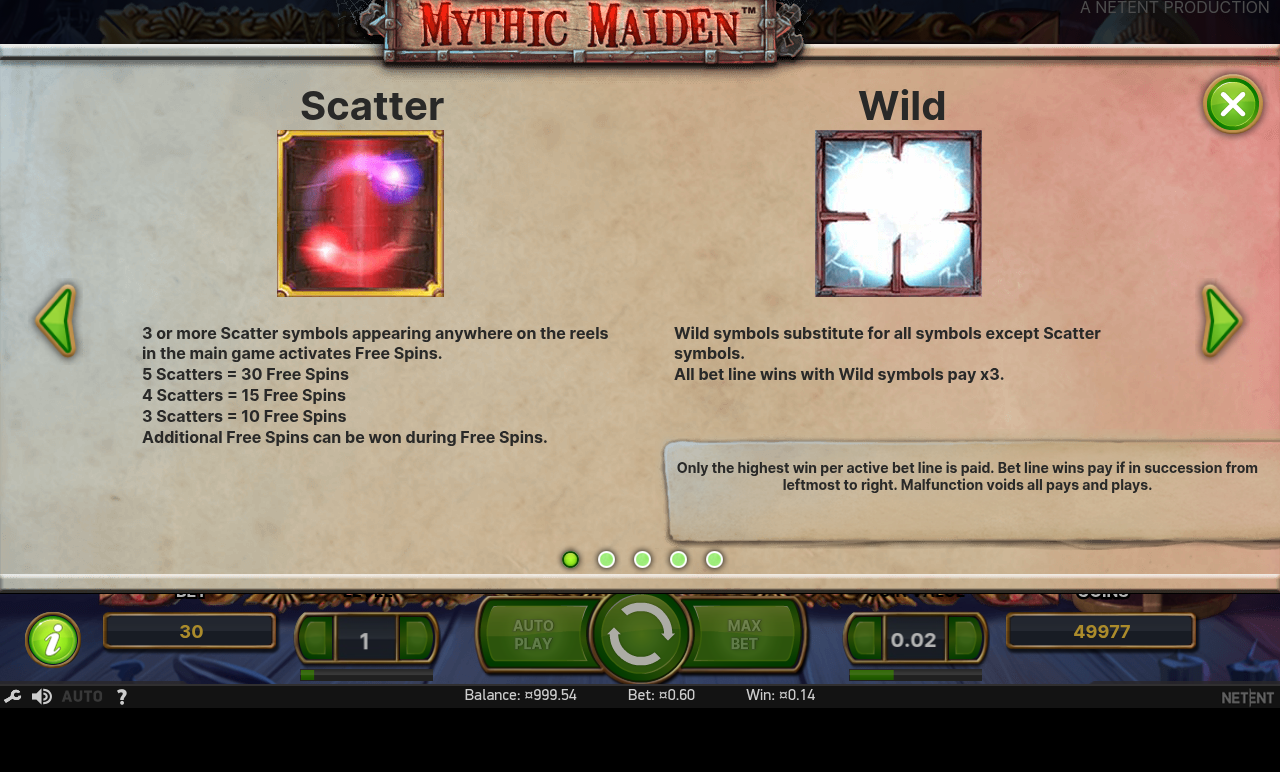 Mythic Maiden information screen