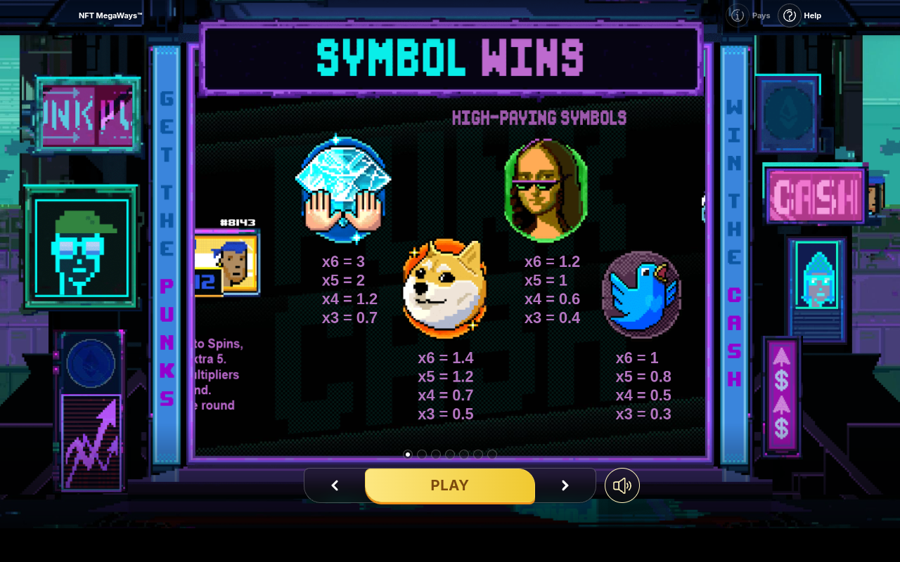 NFT Megaways information screen