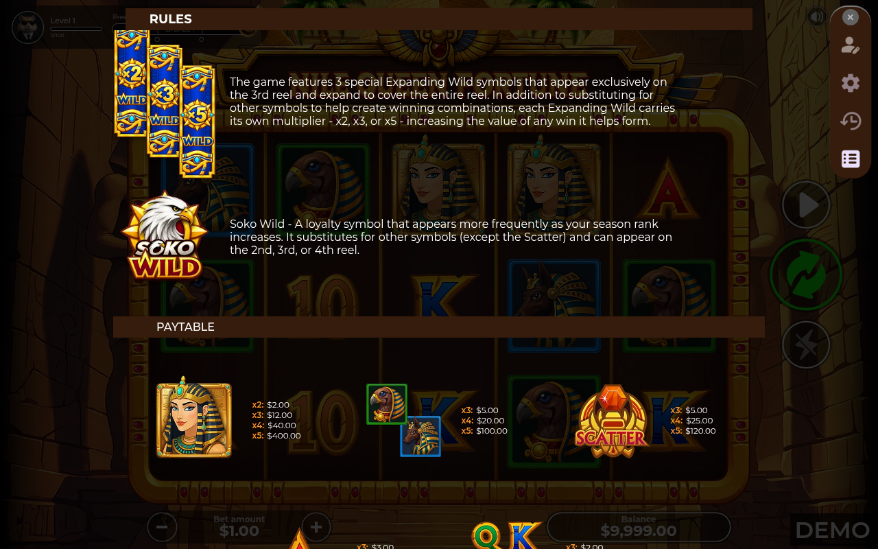Nile Queen Fortune information screen