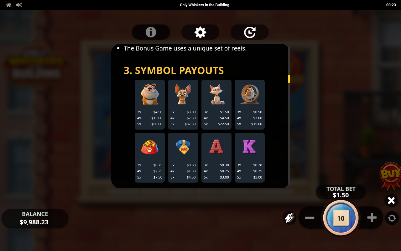 Only Whiskers in the Building information screen