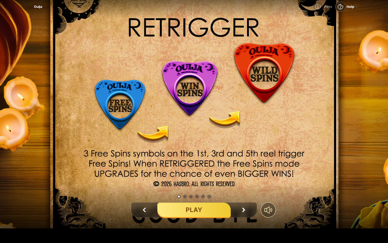 Ouija free spins rules