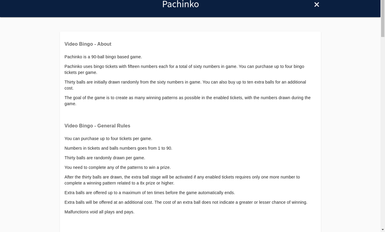 Pachinko information screen