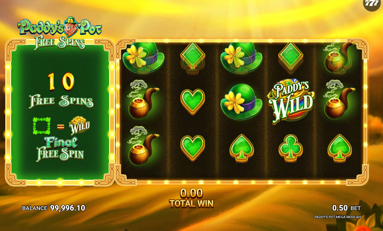 Paddy's Pot Mega Moolah gameplay