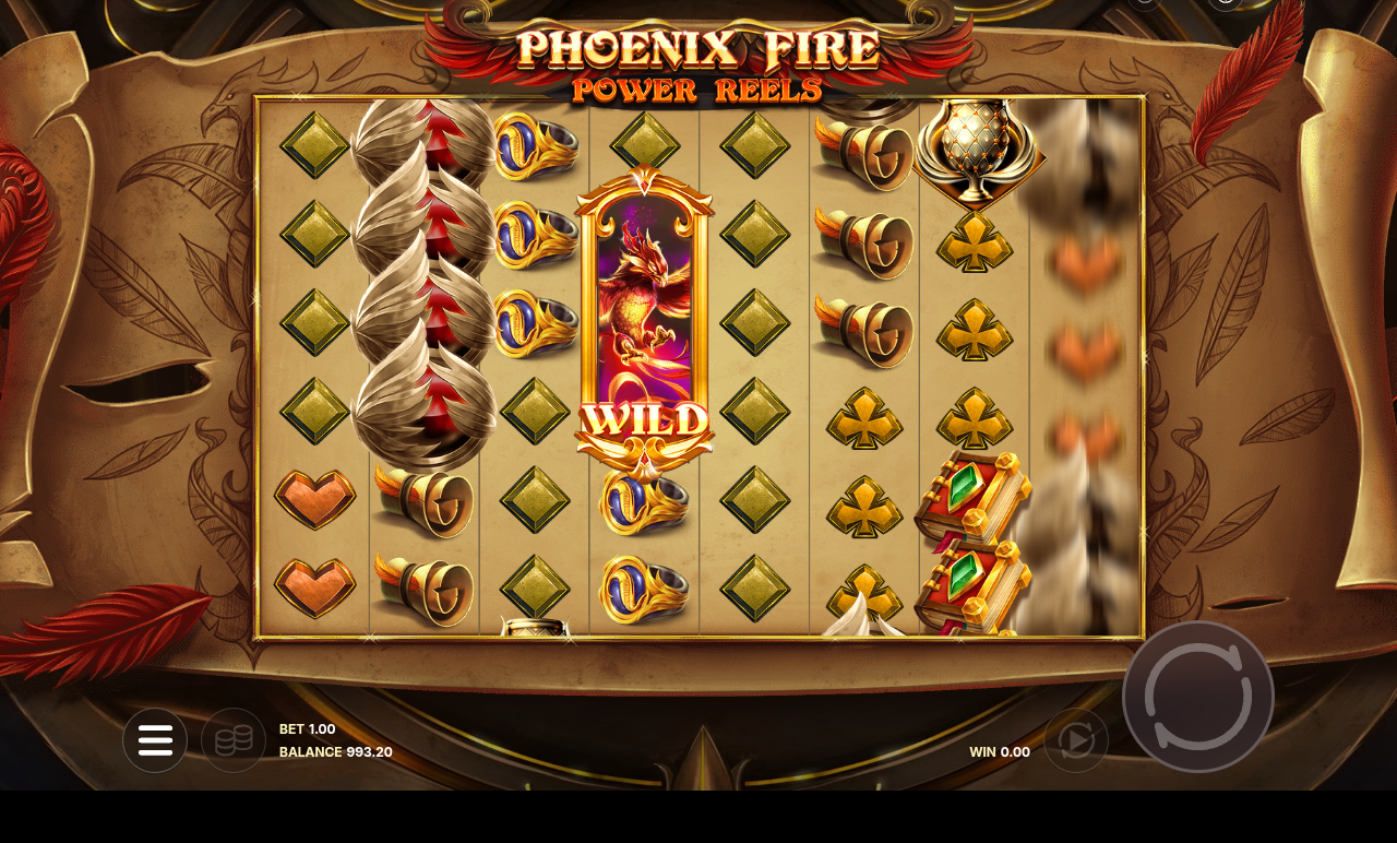 Phoenix Fire Power Reels gameplay with the Phoenix Wild landed