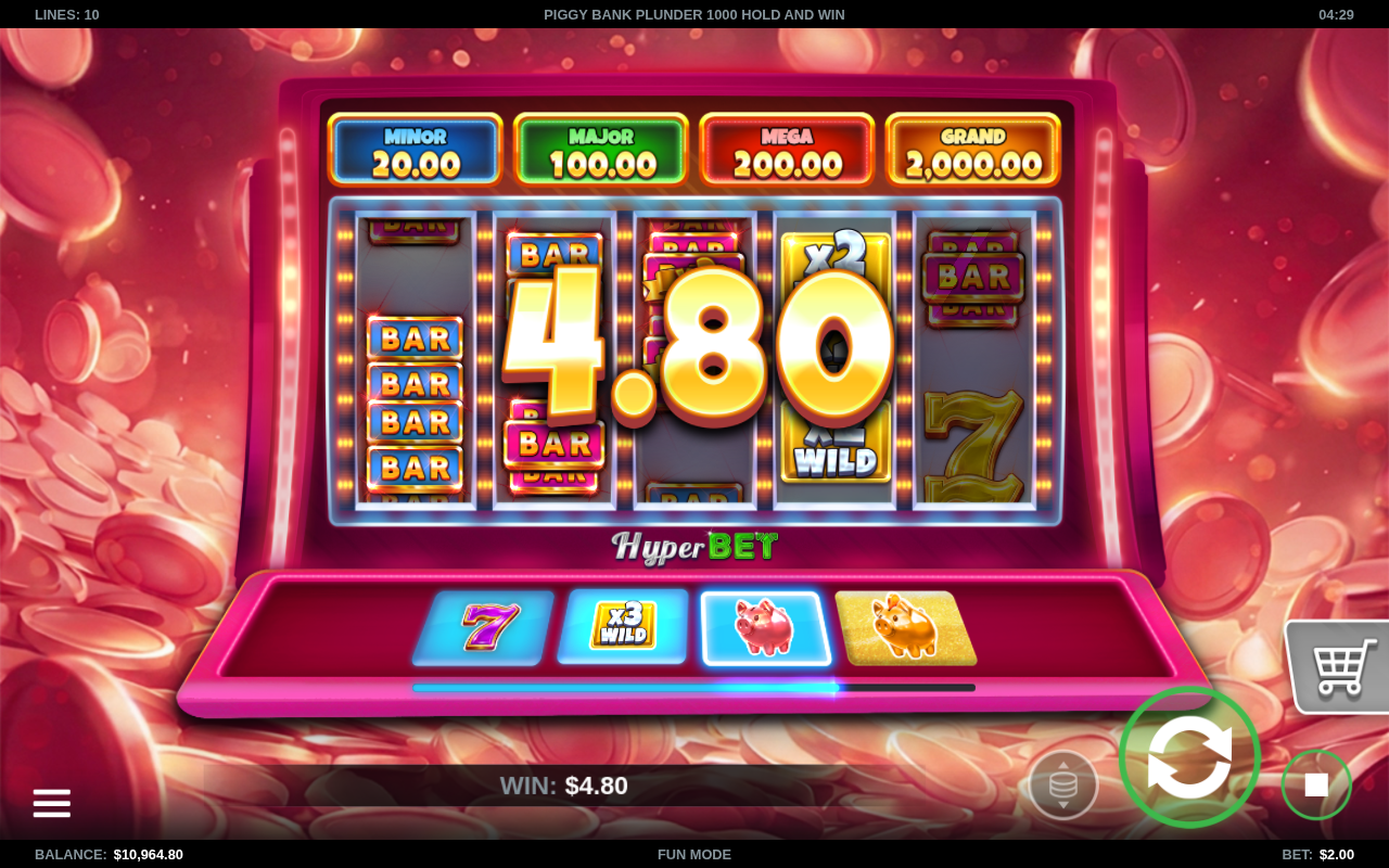 Piggy Bank Plunder 1000 Hold and Win gameplay