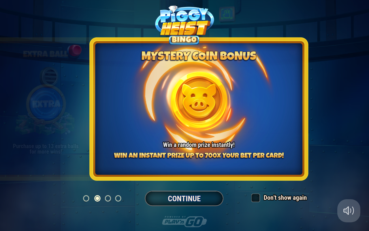 Piggy Heist Bingo information screen