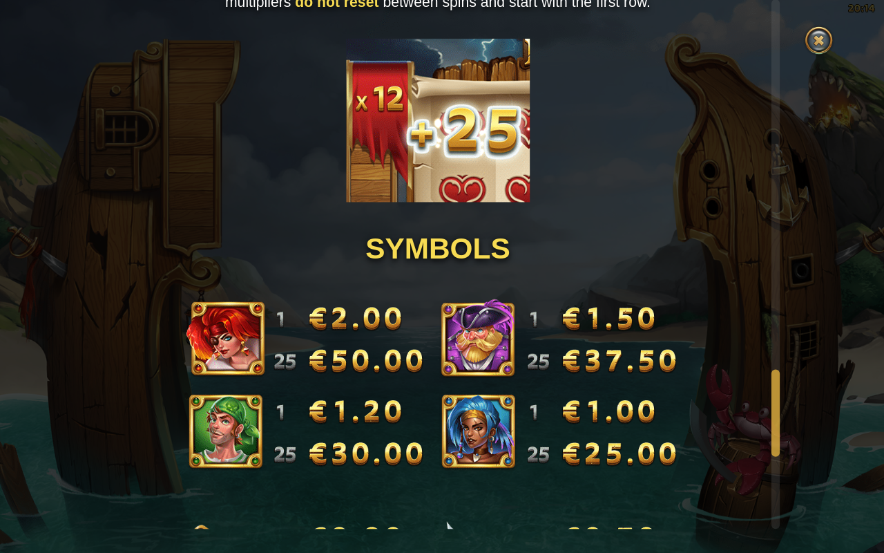 Pirates 2 - Mutiny information screen