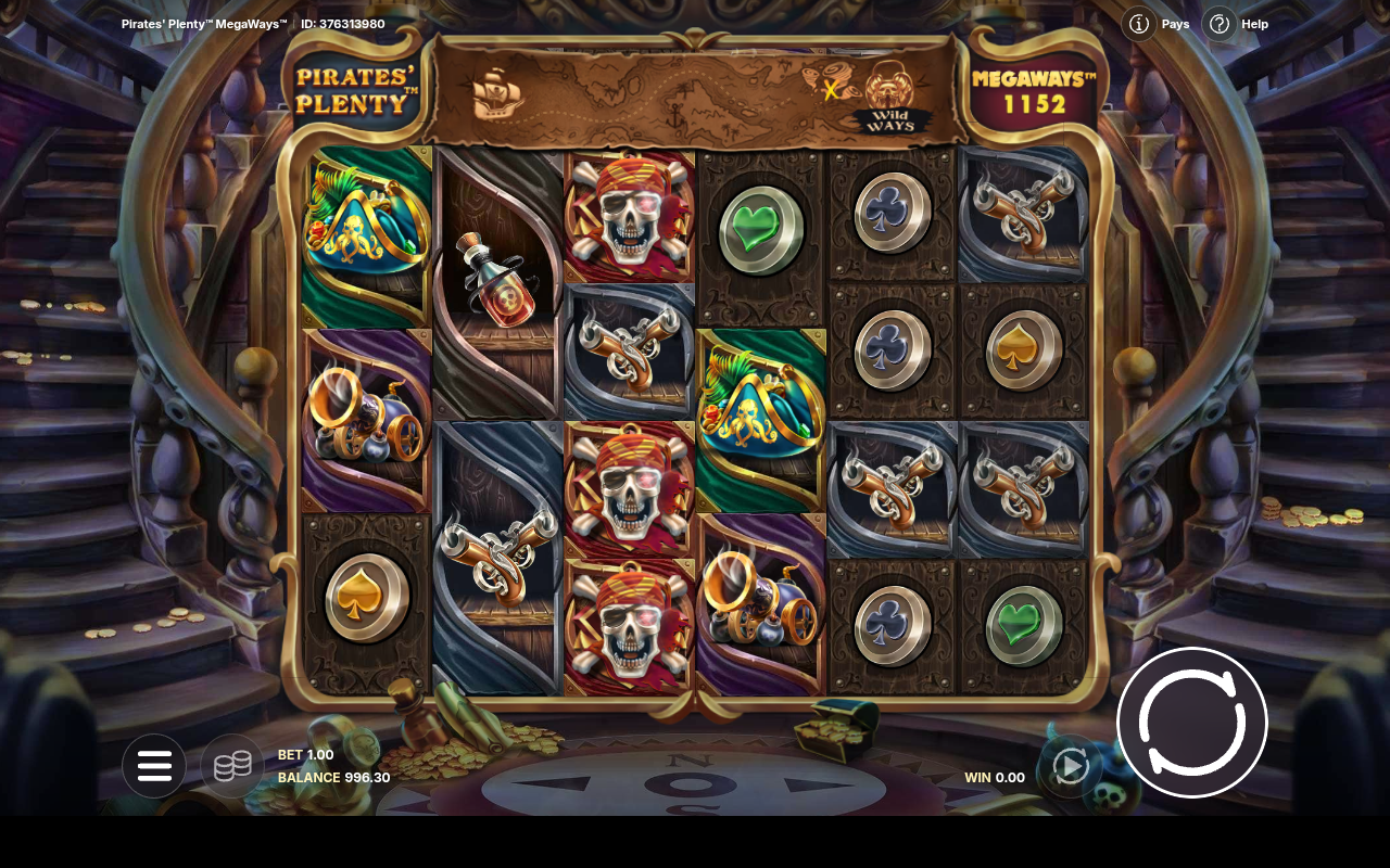 Pirates Plenty Megaways gameplay with ways counter