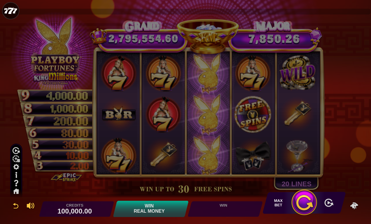 Playboy Fortunes King Millions base game