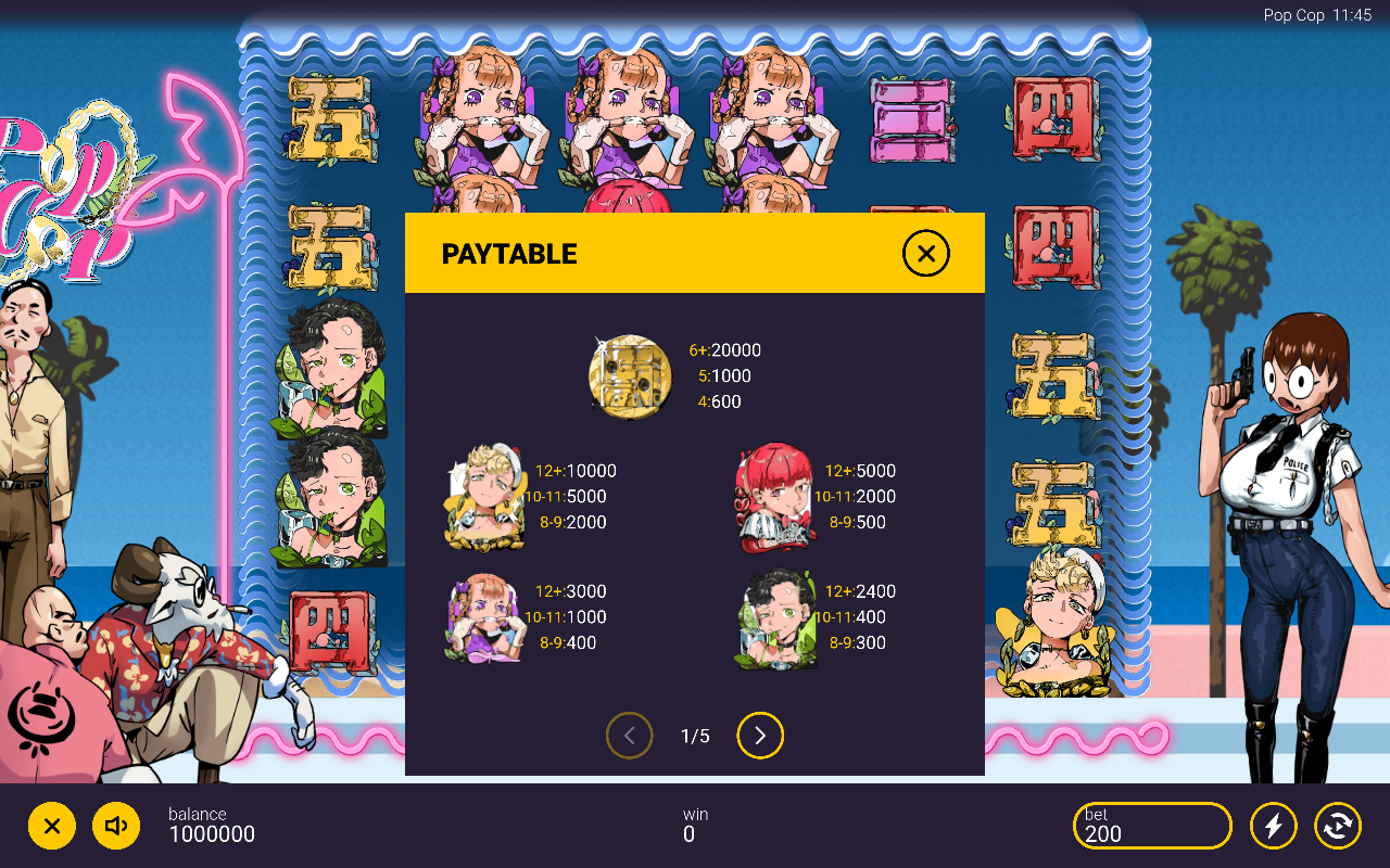 Pop Cop information screen
