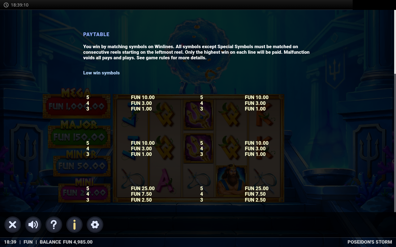 Poseidon's Storm information screen