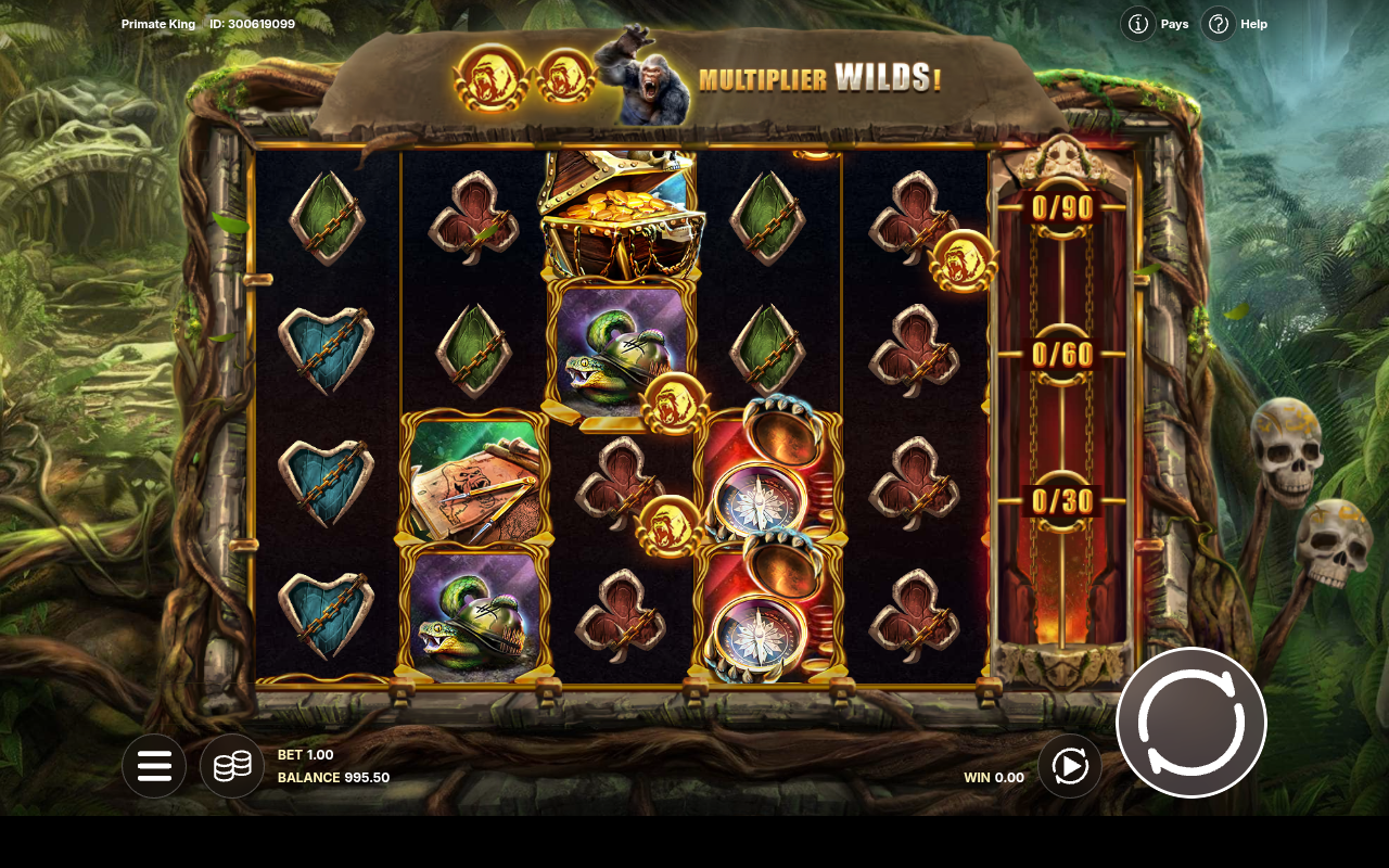 Primate King gameplay with multiplier wilds