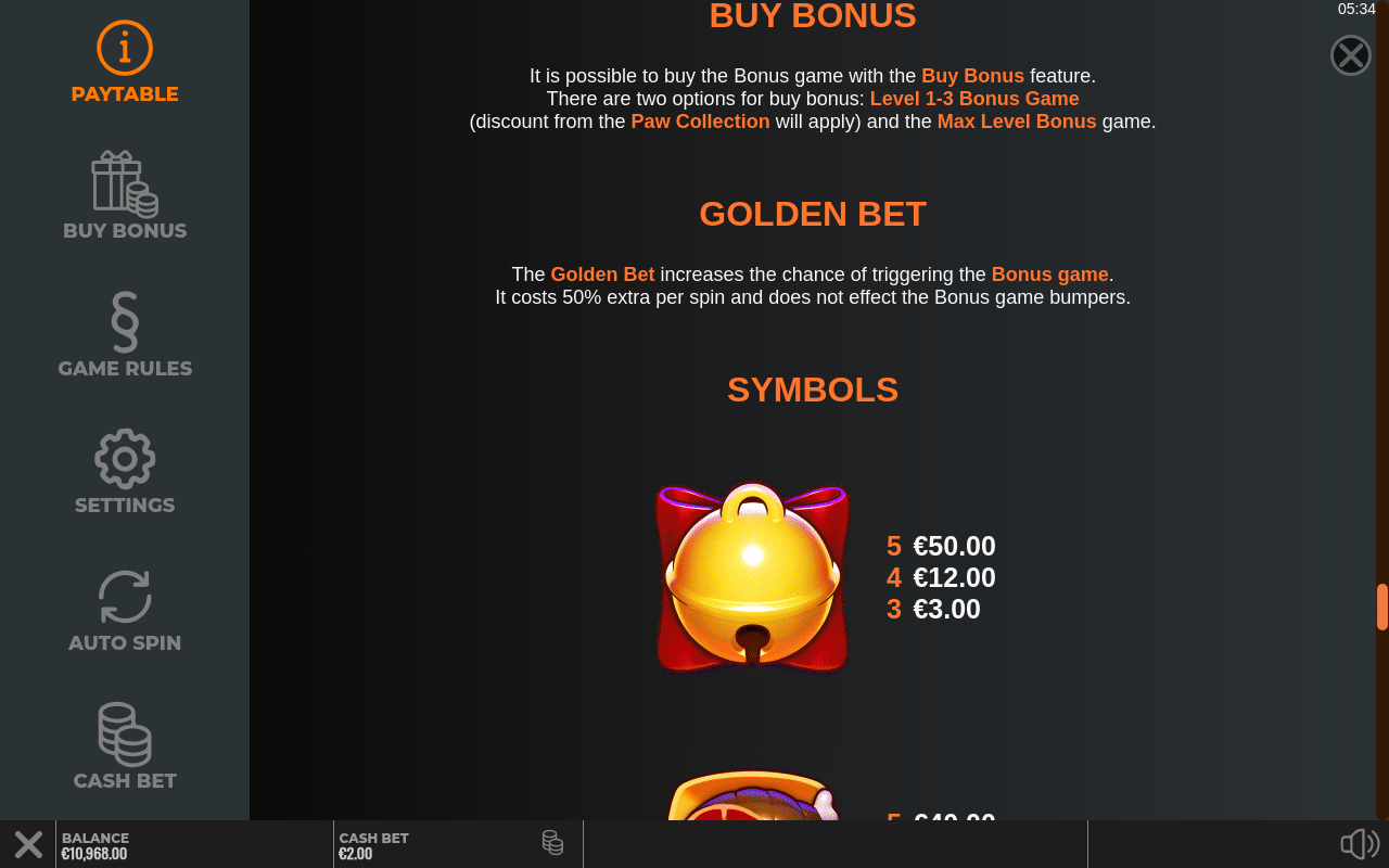 Pushy Cats Golden Bet and Buy Bonus rules