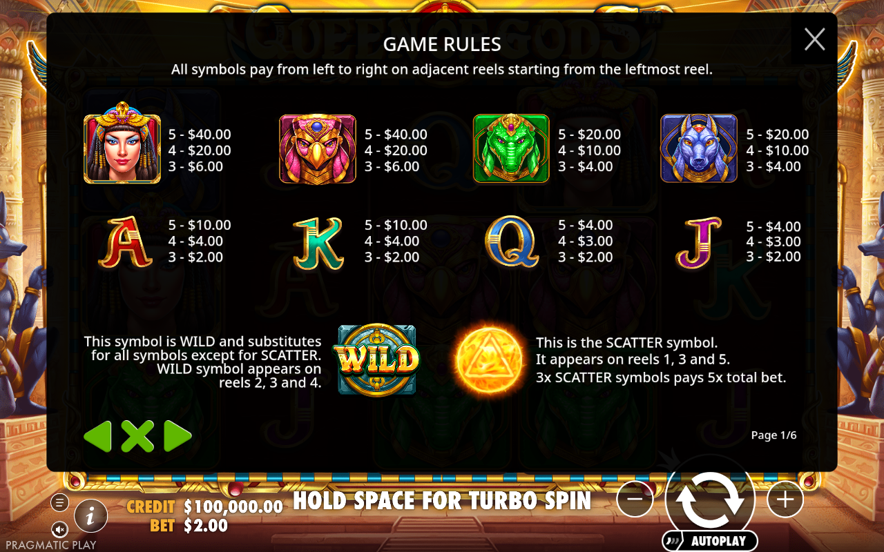 Queen of Gods information screen