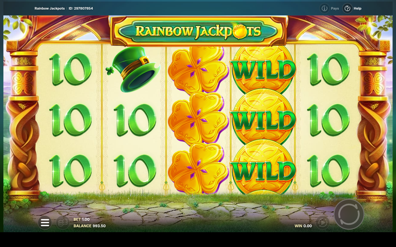 Rainbow Jackpots wild symbols stacked on a reel