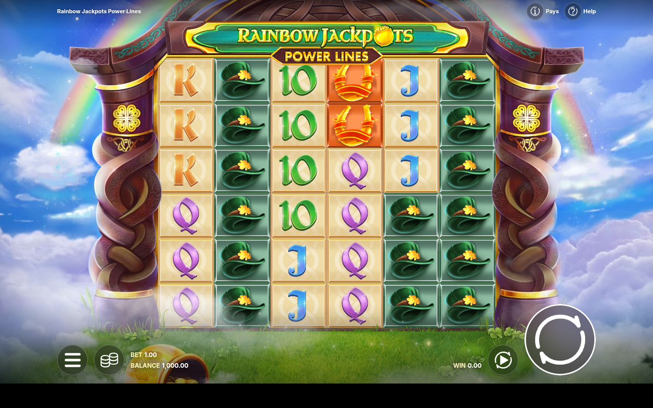 Rainbow Jackpots Power Lines base game