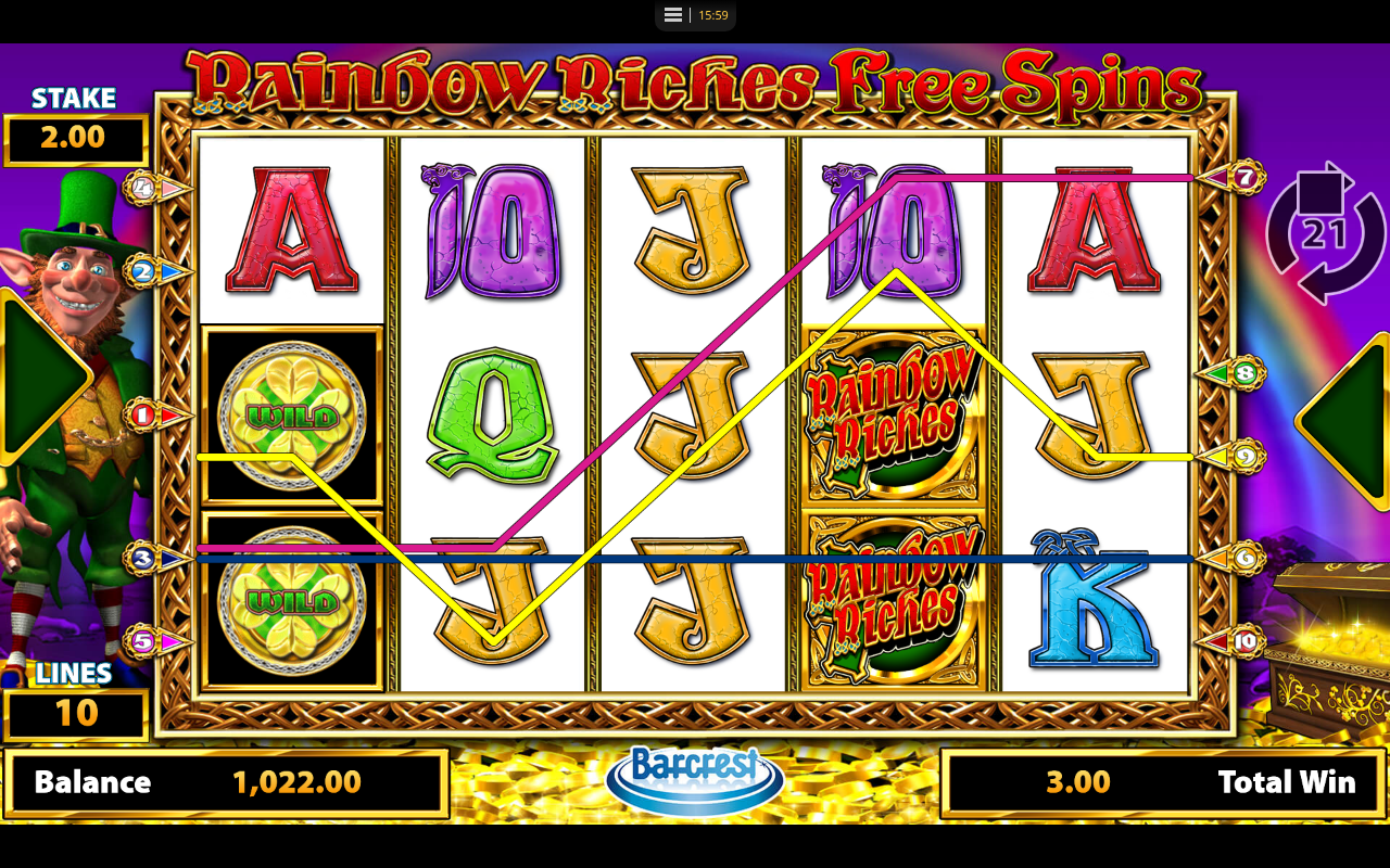 Rainbow Riches Free Spins gameplay