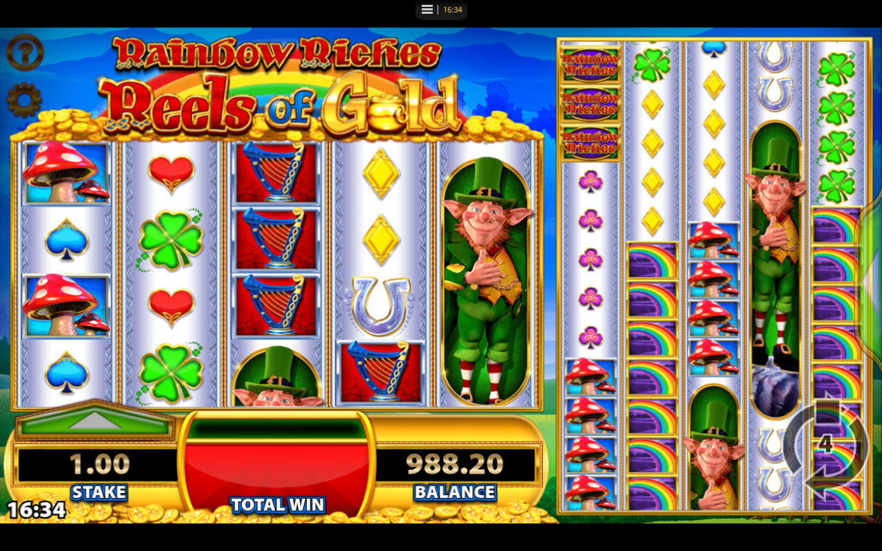 Rainbow Riches Reels of Gold gameplay on the dual reel sets