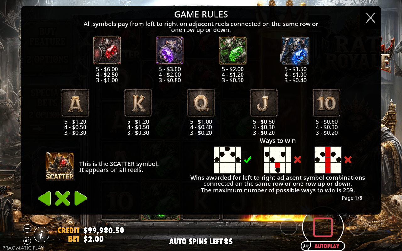 Rat Royale information screen