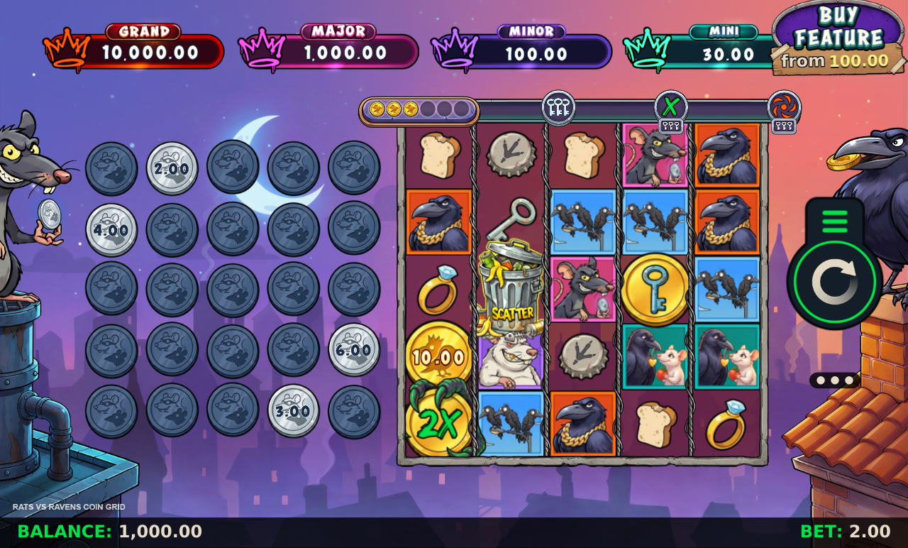 Rats Vs Ravens Coin Grid base game