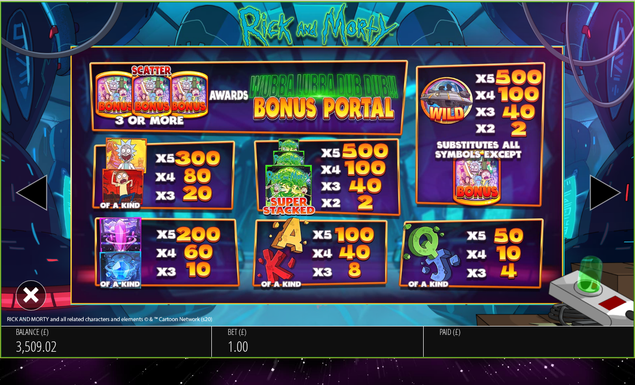 Rick And Morty Wubba Lubba Dub Dub information screen