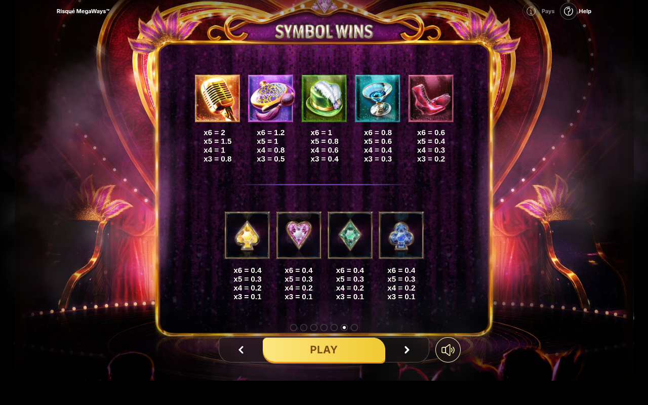 Risque Megaways information screen