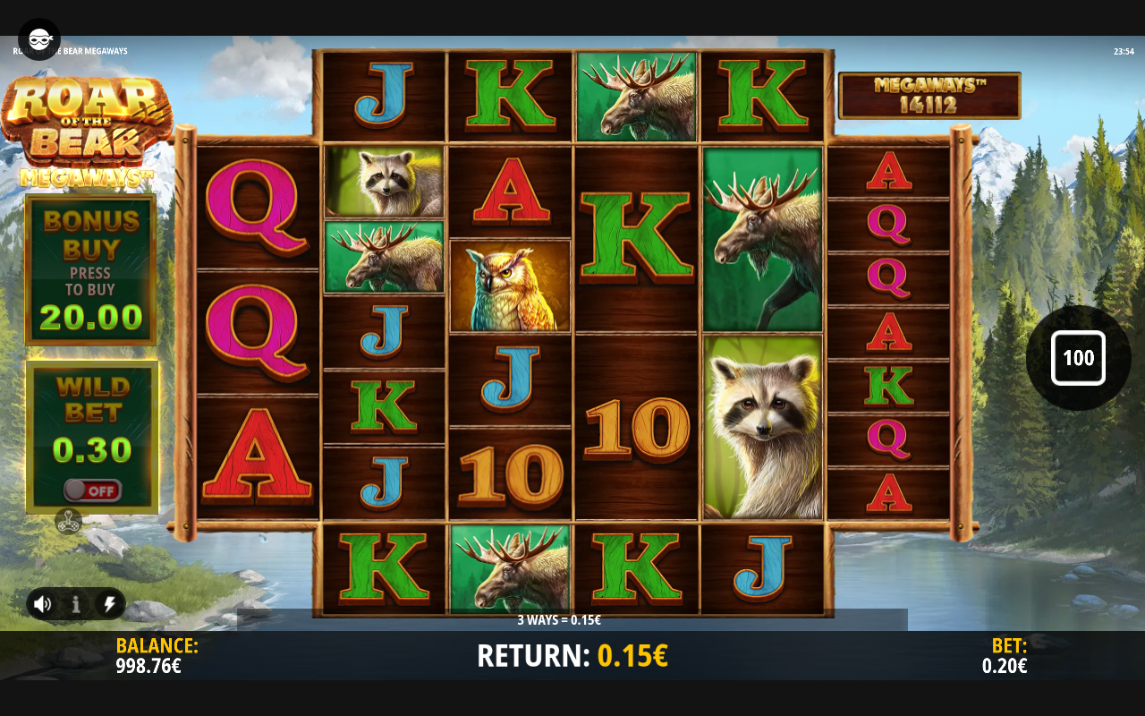 Roar Of The Bear Megaways gameplay showing a cascade win