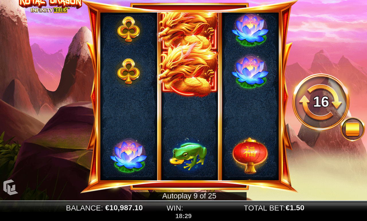 Royal Dragon Infinity Reels gameplay with Wild Dragon symbols