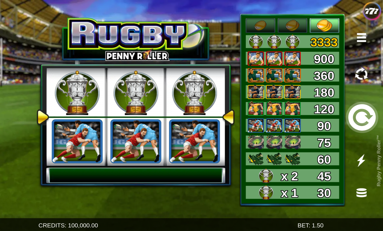 Rugby Penny Roller base game