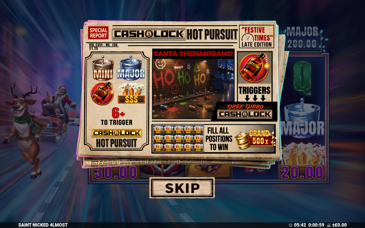 Saint Nicked 4 information screen for Cash&Lock Hot Pursuit