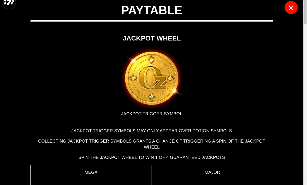 Sisters Of Oz Jackpots Jackpot Wheel rules