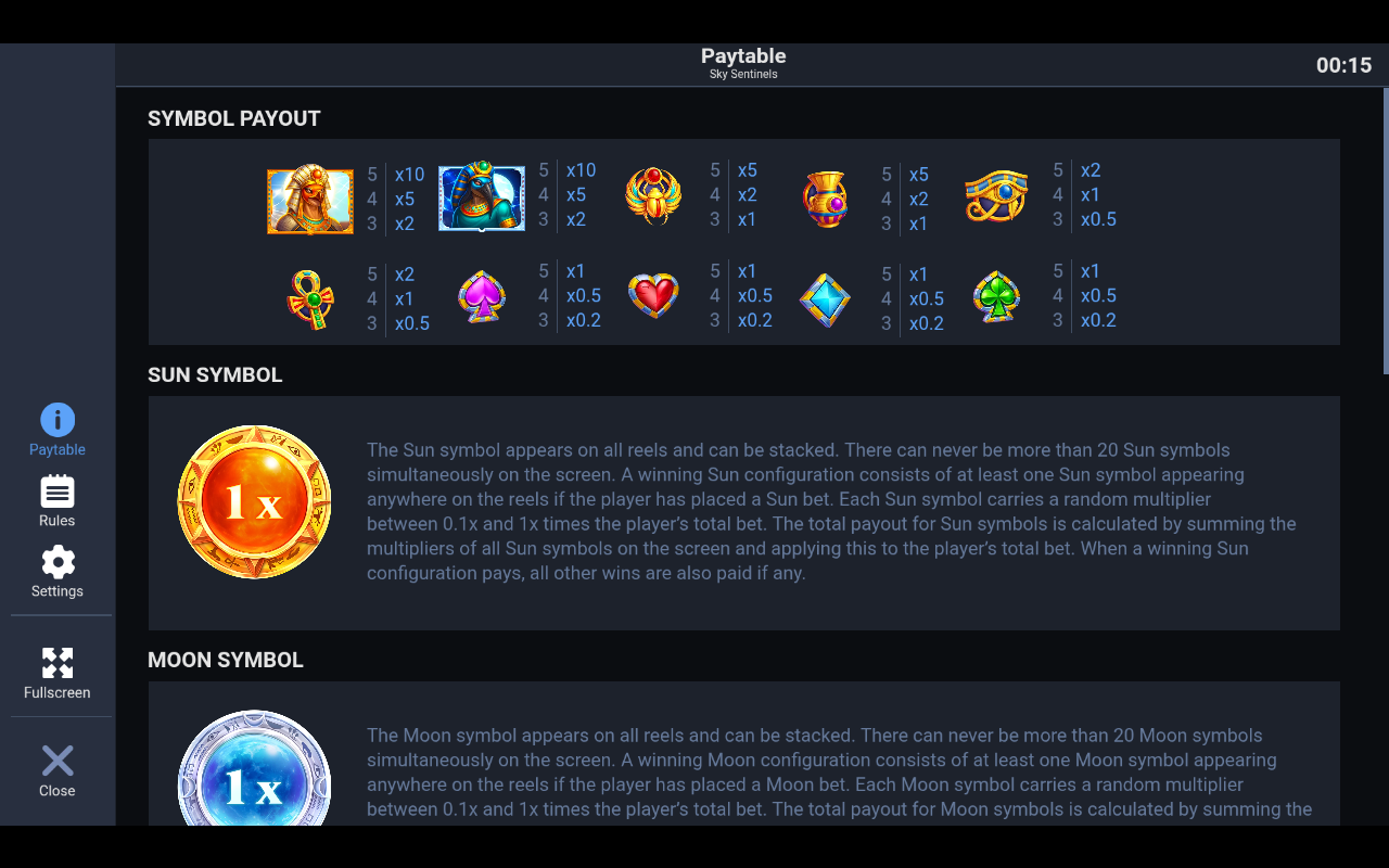 Sky Sentinels information screen