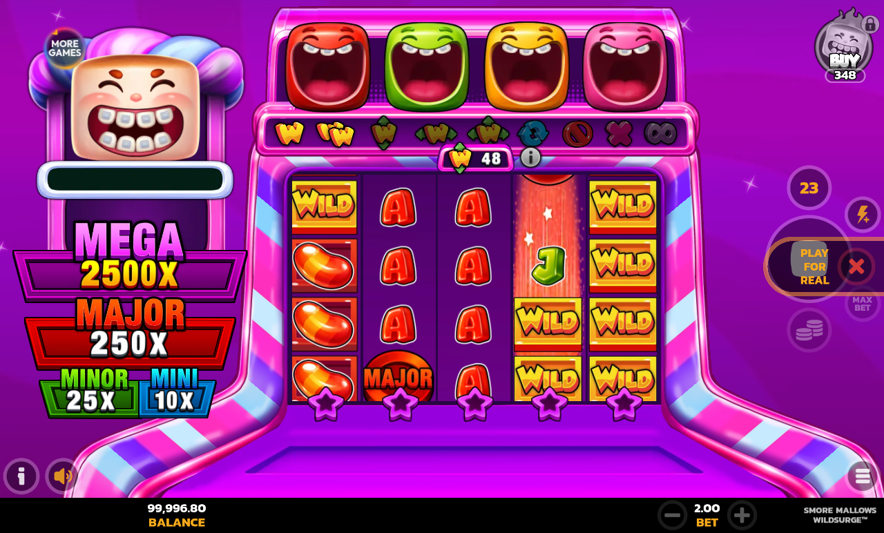 Smore Mallows WildSurge gameplay with collector symbols on the reels