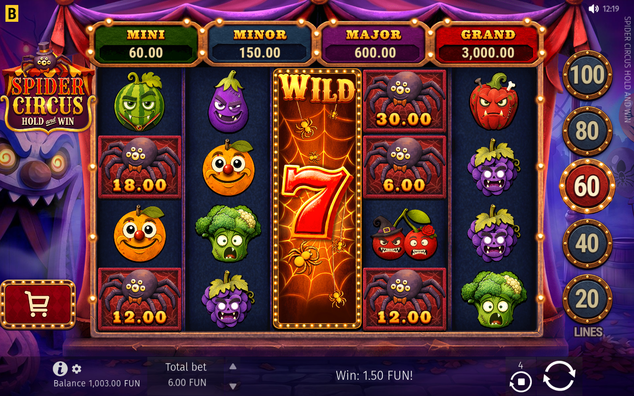 Spider Circus Hold and Win gameplay