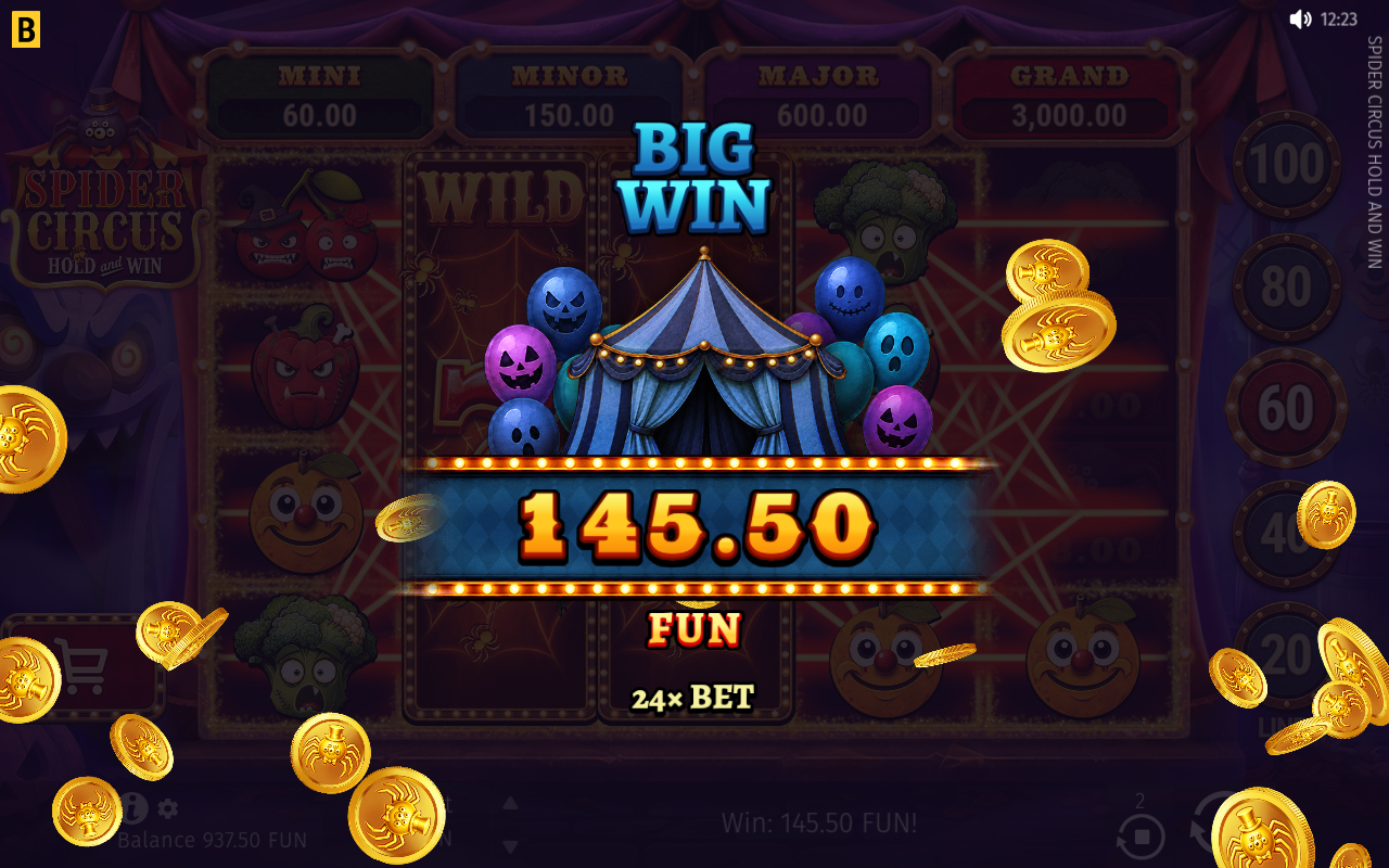 Spider Circus Hold and Win gameplay