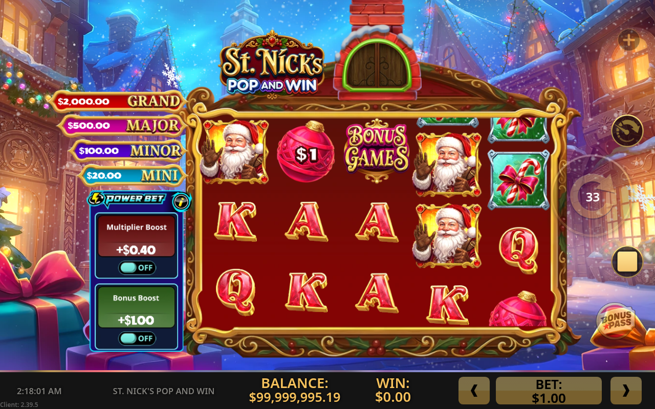St. Nick's Pop and Win gameplay