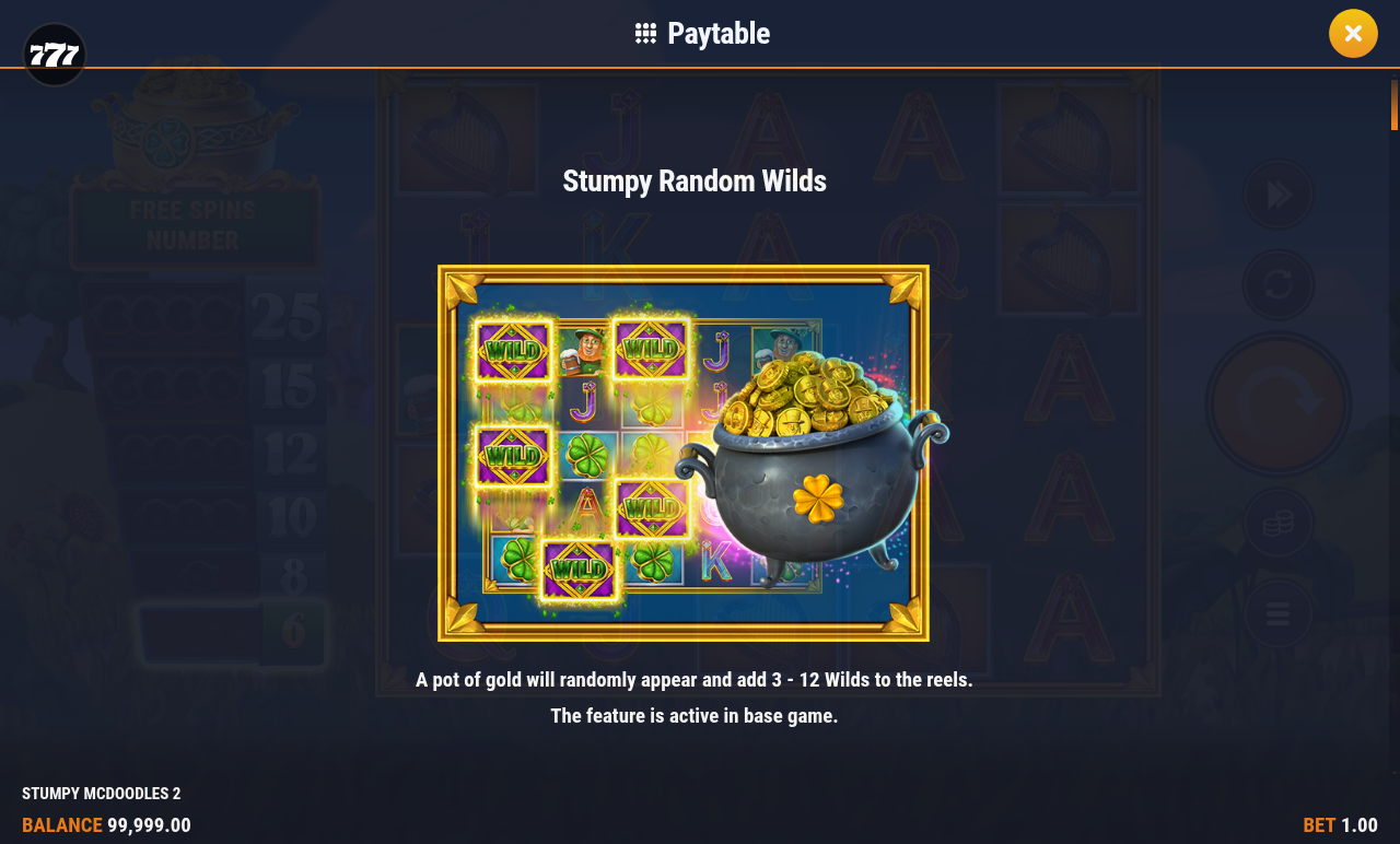 Stumpy McDoodles 2 information screen